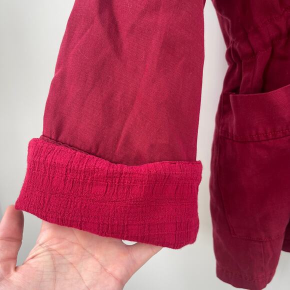 DEAR JOHN Jacket Size Small Linen Blend NWT Cinch Pockets Open Lightweight - Picture 13 of 16